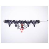 Vintage Black Lace Red Crystal Choker Necklace Vintage Black Lace Red Crystal Choker Necklace