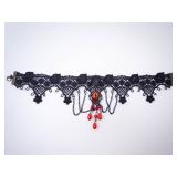 Vintage Black Lace Red Crystal Choker Necklace Vintage Black Lace Red Crystal Choker Necklace