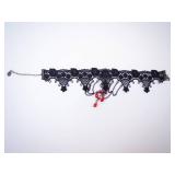 Vintage Black Lace Red Crystal Choker Necklace Vintage Black Lace Red Crystal Choker Necklace