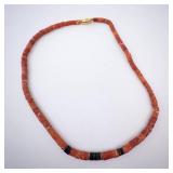 Coral Shell Necklace - Orange Coral Bead Jewelry with Black Accent Clasp Coral Shell Necklace - Orange Coral Bead Jewelry with Black Accent Clasp