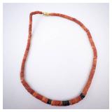 Coral Shell Necklace - Orange Coral Bead Jewelry with Black Accent Clasp Coral Shell Necklace - Orange Coral Bead Jewelry with Black Accent Clasp