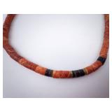 Coral Shell Necklace - Orange Coral Bead Jewelry with Black Accent Clasp Coral Shell Necklace - Orange Coral Bead Jewelry with Black Accent Clasp