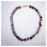 Necklace - Brown Hexagon Bead (Agate?), Faceted Stone, Gold Clasp Necklace - Brown Hexagon Bead (Agate?), Faceted Stone, Gold Clasp