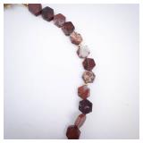 Necklace - Brown Hexagon Bead (Agate?), Faceted Stone, Gold Clasp Necklace - Brown Hexagon Bead (Agate?), Faceted Stone, Gold Clasp