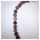 Necklace - Brown Hexagon Bead (Agate?), Faceted Stone, Gold Clasp Necklace - Brown Hexagon Bead (Agate?), Faceted Stone, Gold Clasp