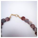 Necklace - Brown Hexagon Bead (Agate?), Faceted Stone, Gold Clasp Necklace - Brown Hexagon Bead (Agate?), Faceted Stone, Gold Clasp