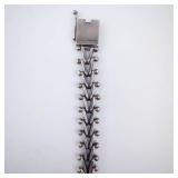 Massive Sterling Silver Bracelet with Rectangular Cognac Amber Cabochon Massive Sterling Silver Bracelet with Rectangular Cognac Amber Cabochon