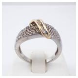 Diamond Ring - Sterling Silver & 10K Gold Twist with Pavé Diamonds Diamond Ring - Sterling Silver & 10K Gold Twist with Pavé Diamonds