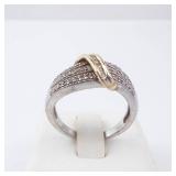 Diamond Ring - Sterling Silver & 10K Gold Twist with Pavé Diamonds Diamond Ring - Sterling Silver & 10K Gold Twist with Pavé Diamonds