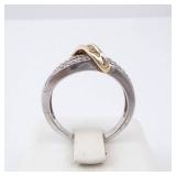 Diamond Ring - Sterling Silver & 10K Gold Twist with Pavé Diamonds Diamond Ring - Sterling Silver & 10K Gold Twist with Pavé Diamonds