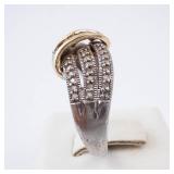 Diamond Ring - Sterling Silver & 10K Gold Twist with Pavé Diamonds Diamond Ring - Sterling Silver & 10K Gold Twist with Pavé Diamonds