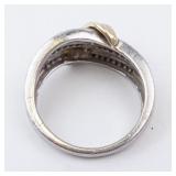 Diamond Ring - Sterling Silver & 10K Gold Twist with Pavé Diamonds Diamond Ring - Sterling Silver & 10K Gold Twist with Pavé Diamonds