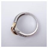 Diamond Ring - Sterling Silver & 10K Gold Twist with Pavé Diamonds Diamond Ring - Sterling Silver & 10K Gold Twist with Pavé Diamonds