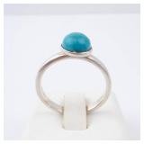 Turquoise Cabochon Sterling Silver Ring - Size 8 Turquoise Cabochon Sterling Silver Ring - Size 8