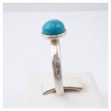 Turquoise Cabochon Sterling Silver Ring - Size 8 Turquoise Cabochon Sterling Silver Ring - Size 8
