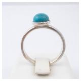 Turquoise Cabochon Sterling Silver Ring - Size 8 Turquoise Cabochon Sterling Silver Ring - Size 8