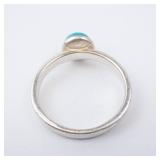 Turquoise Cabochon Sterling Silver Ring - Size 8 Turquoise Cabochon Sterling Silver Ring - Size 8