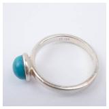 Turquoise Cabochon Sterling Silver Ring - Size 8 Turquoise Cabochon Sterling Silver Ring - Size 8