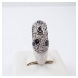 Sterling Silver Ring - Black & White CZ Pave - Size 8 Sterling Silver Ring - Black & White CZ Pave - Size 8