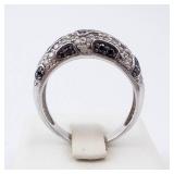 Sterling Silver Ring - Black & White CZ Pave - Size 8 Sterling Silver Ring - Black & White CZ Pave - Size 8