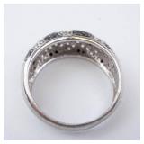 Sterling Silver Ring - Black & White CZ Pave - Size 8 Sterling Silver Ring - Black & White CZ Pave - Size 8