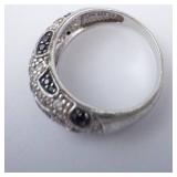 Sterling Silver Ring - Black & White CZ Pave - Size 8 Sterling Silver Ring - Black & White CZ Pave - Size 8