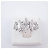Sterling Silver Five-Stone Marquis CZ Ring, Size 7 Sterling Silver Five-Stone Marquis CZ Ring, Size 7