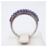 Sterling Silver Purple Crystal Pave Ring. Size 7 Sterling Silver Purple Crystal Pave Ring. Size 7