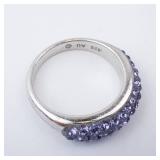 Sterling Silver Purple Crystal Pave Ring. Size 7 Sterling Silver Purple Crystal Pave Ring. Size 7