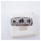 Sterling Silver Ring - Black & White CZ Pave - Size 8 Sterling Silver Ring - Black & White CZ Pave - Size 8