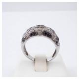Sterling Silver Ring - Black & White CZ Pave - Size 8 Sterling Silver Ring - Black & White CZ Pave - Size 8