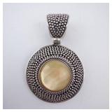 Swarti BA Sterling Silver Mother of Pearl Pendant - 925 Indonesia - Large Circular Swarti BA Sterling Silver Mother of Pearl Pendant - 925 Indonesia - Large Circular