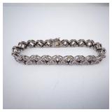 Ross Simons Bracelet - Sterling Silver Flower-Linked with Diamonds Ross Simons Bracelet - Sterling Silver Flower-Linked with Diamonds