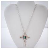 E.J. Thompson Turquoise Cross Necklace in Sterling Silver E.J. Thompson Turquoise Cross Necklace in Sterling Silver