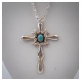 E.J. Thompson Turquoise Cross Necklace in Sterling Silver E.J. Thompson Turquoise Cross Necklace in Sterling Silver