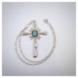 E.J. Thompson Turquoise Cross Necklace in Sterling Silver E.J. Thompson Turquoise Cross Necklace in Sterling Silver