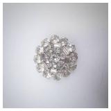 Weiss Round Rhinestone Brooch - Circular Cluster with Clear Stones, Silver-Tone Finish, Pin Back Weiss Round Rhinestone Brooch - Circular Cluster with Clear Stones, Silver-Tone Finish, Pin Back