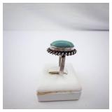 Sterling Silver Malachite Ring - Bezel With Rope Edge, Size 7.5. Sterling Silver Malachite Ring - Bezel With Rope Edge, Size 7.5.