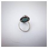 Sterling Silver Malachite Ring - Bezel With Rope Edge, Size 7.5. Sterling Silver Malachite Ring - Bezel With Rope Edge, Size 7.5.