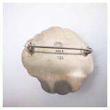 Georg Jensen Sterling Denmark Flower Brooch - Blue Lapis Cabochon Center Georg Jensen Sterling Denmark Flower Brooch - Blue Lapis Cabochon Center