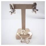 Georg Jensen Sterling Denmark Star-Shaped Brooch & Clip Earrings Set Georg Jensen Sterling Denmark Star-Shaped Brooch & Clip Earrings Set