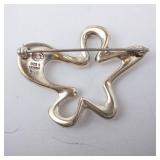 Georg Jensen Sterling Denmark Star-Shaped Brooch & Clip Earrings Set Georg Jensen Sterling Denmark Star-Shaped Brooch & Clip Earrings Set