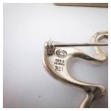 Georg Jensen Sterling Denmark Star-Shaped Brooch & Clip Earrings Set Georg Jensen Sterling Denmark Star-Shaped Brooch & Clip Earrings Set