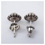 Georg Jensen Sterling Silver Stud Earrings Beaded Halo Georg Jensen Sterling Silver Stud Earrings Beaded Halo