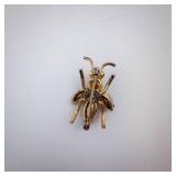 Coro Sterling Bee Brooch - Gold Tone with Emerald Green Wings & Red Gem Abdomen Coro Sterling Bee Brooch - Gold Tone with Emerald Green Wings & Red Gem Abdomen