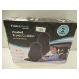 NEW Homedics Mobile Comfort Heated Travel Cushion With Vibration Massage, 2-Pack, Black