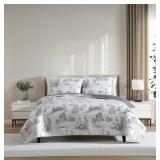 NEW Lenox 3-Piece Quilt Set, FULL/QUEEN - Winter Scene Gray