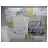 NEW Lenox 3-Piece Quilt Set, FULL/QUEEN - Winter Scene Gray