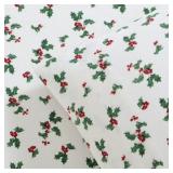 Lenox Holiday Flannel Sheet Set - Holly Green - QUEEN