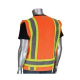 NEW PIP ANSI Type R Class 2 Two-Tone Eleven Pocket Surveyors Vest with Solid Front and Mesh Back XL